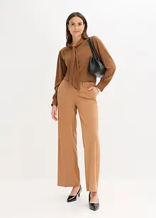 Triko s viskózou a saténovou vázačkou, bonprix