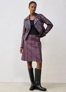 Rozšířená kožená sukně z jehněčí kůže nappa, bonprix