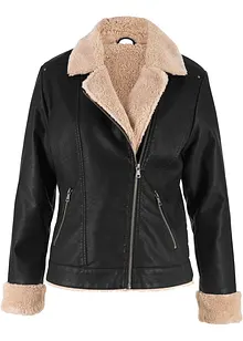 Bunda z umělé kůže, s podšívkou, bonprix