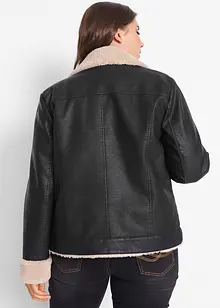 Bunda z umělé kůže, s podšívkou, bonprix