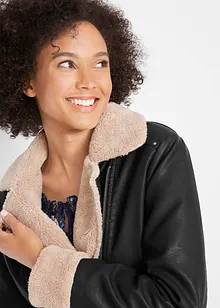 Bunda z umělé kůže, s podšívkou, bonprix