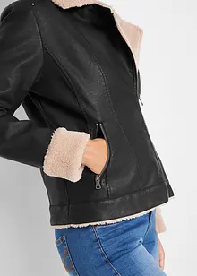 Bunda z umělé kůže, s podšívkou, bonprix