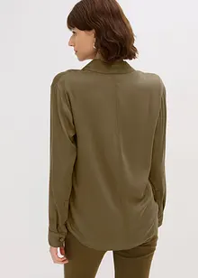 Košilová halenka ze splývavého saténu, bonprix