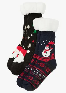 Ponožky na doma s medvídkovým flísem (2 ks v balení), bonprix