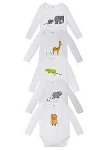 Kojenecké body z organické bavlny, dlouhý rukáv (5 ks v balení), bonprix