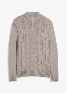 Svetr s límečkem na zip a copánkovým vzorem, bonprix