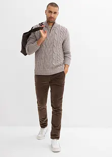 Svetr s límečkem na zip a copánkovým vzorem, bonprix