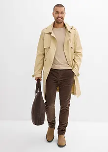 Manšestrové termo kalhoty bez zapínání, Regular Fit, Straight, s flanelovou podšívkou, bonprix