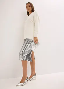 Midi sukně s pajetkami, bonprix