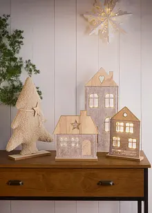 LED dekorativní předměty: domečky (3dílná souprava, bonprix