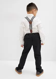 Košile s dlouhým rukávem, strečové kalhoty, šle a motýlek (4dílná souprava), bonprix