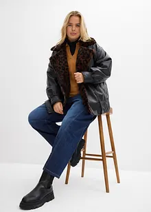 Bunda z umělé kůže s umělou kožešinou s leopardím vzorem, bonprix