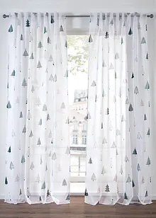 Záclona s natištěnými vánočními stromečky (1 ks v balení), bonprix