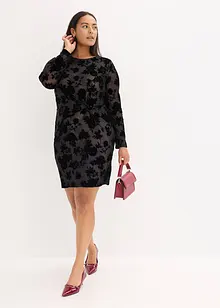 Minišaty z jemné síťoviny s flockovým potiskem, bonprix