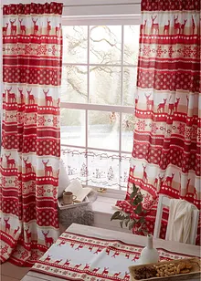 Vitrážková záclona s vyšitými vánočními stromečky, bonprix