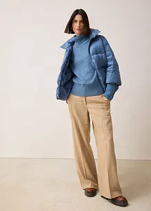 Péřová bunda s recyklovaným peřím a pletenými rukávy, bonprix