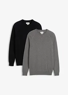 Svetr z jemné pleteniny z čisté bavlny (2 ks v balení), bonprix
