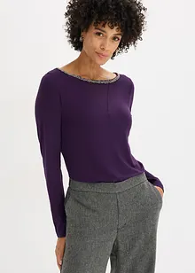 Tričko se síťovanou vsadkou a třpytivými kamínky, bonprix