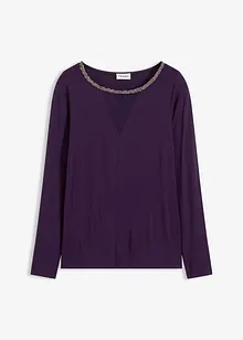 Tričko se síťovanou vsadkou a třpytivými kamínky, bonprix