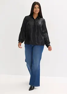 Košilová halenka z lesklého saténu, bonprix