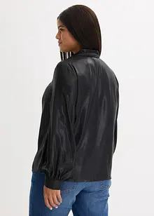 Košilová halenka z lesklého saténu, bonprix