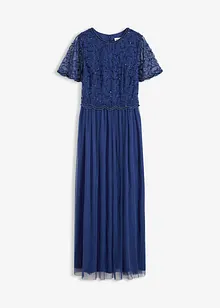 Dlouhé šaty z jemného tylu, s pajetkovou výšivkou, bonprix