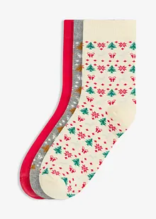 Vánoční ponožky s organickou bavlnou (3 páry v balení), bonprix