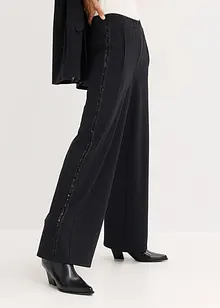 Kalhoty bez zapínání, z materiálu Punto di Roma, se třpytivými kamínky, bonprix