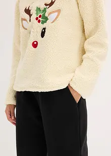 Domácí souprava z medvídkového flísu, s flísovými kalhotami, bonprix