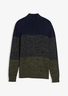 Svetr s límečkem na zip, z hrubé pleteniny s bavlnou, bonprix