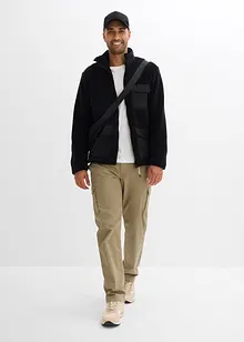 Bunda z plyšového flísu, s tkaný vsadkou a stojáčkem, bonprix