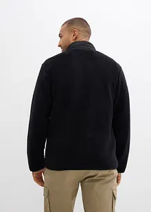 Bunda z plyšového flísu, s tkaný vsadkou a stojáčkem, bonprix