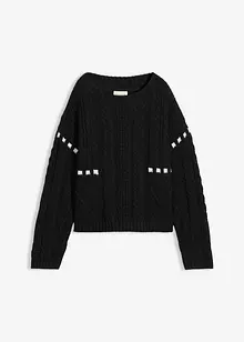 Svetr z hrubé pleteniny s copánkovým vzorem, bonprix