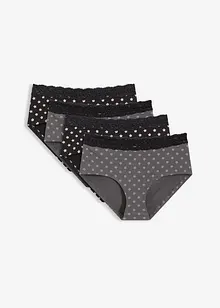 Bokové maxi kalhotky s krajkou a organickou bavlnou (4 ks v balení), bonprix