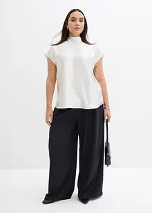 Saténový halenkový top s polovysokým límcem, bonprix