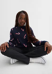 Svetr z jemné pleteniny s vánočním motivem, bonprix