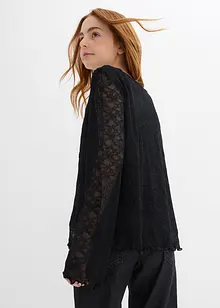 Triko s dlouhým rukávem, z krajky, bonprix