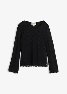 Triko s dlouhým rukávem, z krajky, bonprix