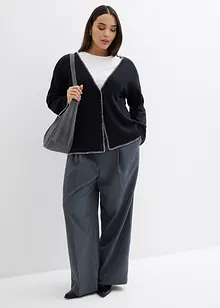 Pletený kabátek z vlněné směsi, s kontrastními detaily, bonprix