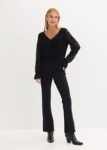 Triko s dlouhým rukávem a krajkou, bonprix