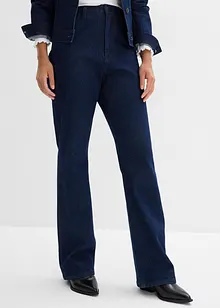 Volné džíny Straight, High Waist, pohodlný pas, se štrasem, bonprix