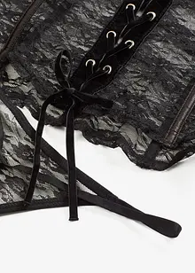 Korzet a kalhotky tanga z krajky (2dílná souprava), bonprix