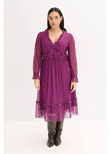 Žerzejové midi šaty ze síťoviny, bonprix