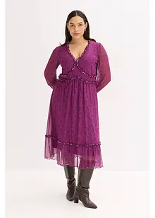 Žerzejové midi šaty ze síťoviny, bonprix