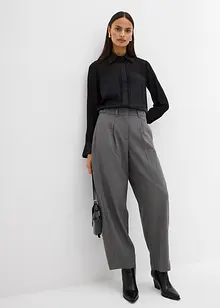 Košilová halenka se saténovou vsadkou, bonprix