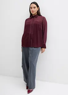 Košilová halenka se saténovou vsadkou, bonprix