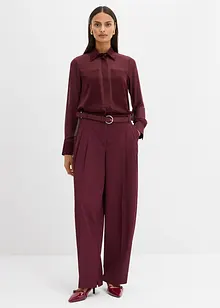 Košilová halenka se saténovou vsadkou, bonprix