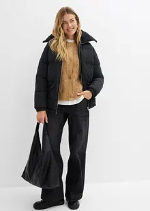 Prošívaná bunda s límcem z medvídkového plyše, bonprix