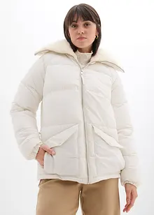 Prošívaná bunda s límcem z medvídkového plyše, bonprix