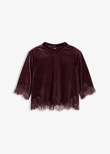 Sametové triko s krajkou, bonprix